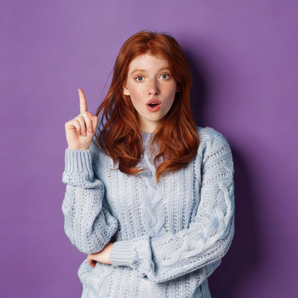 kobieta wskazuje palcem do góry