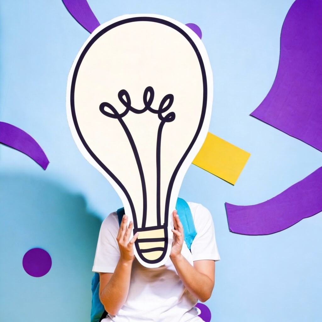 pomysł w formie wydrukowanej żarówki